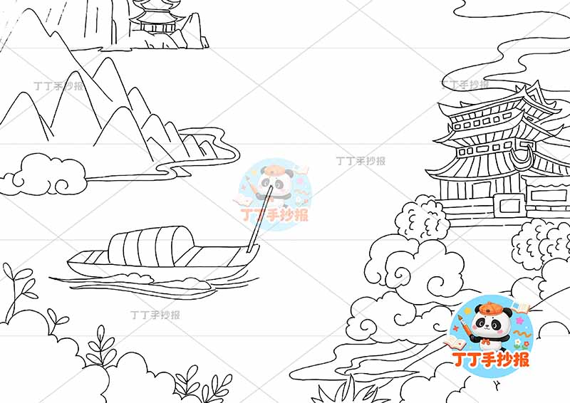 题临安邸诗配画五年级古诗中间水左右山