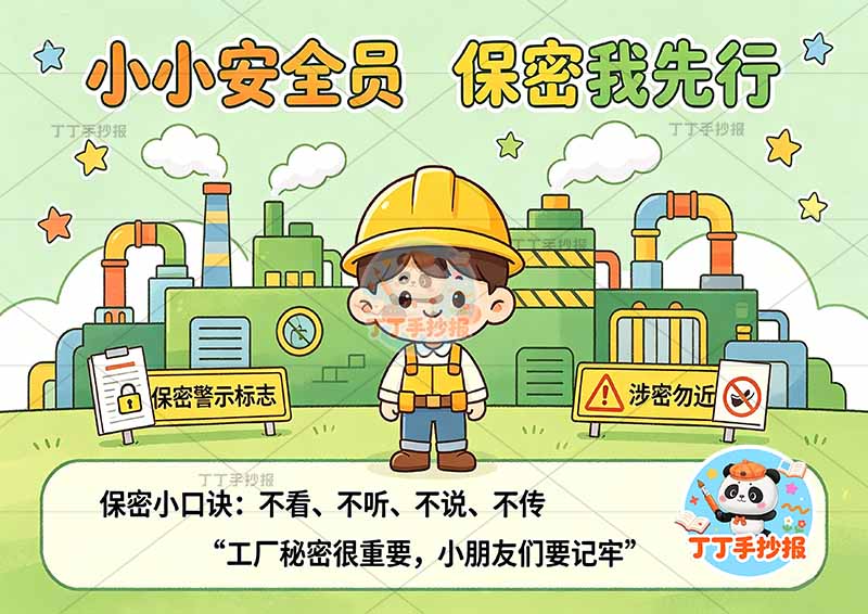 小小安全员保密我先行手抄报安全生产工厂