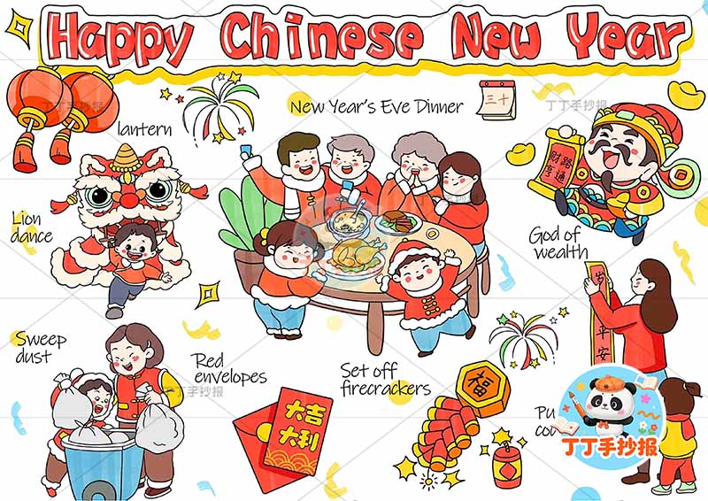 春节英语手抄报春节习俗新年中国年
