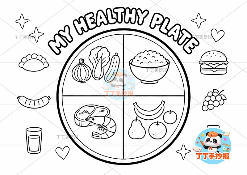 三年级英语饮食健康手抄报My healthy plate