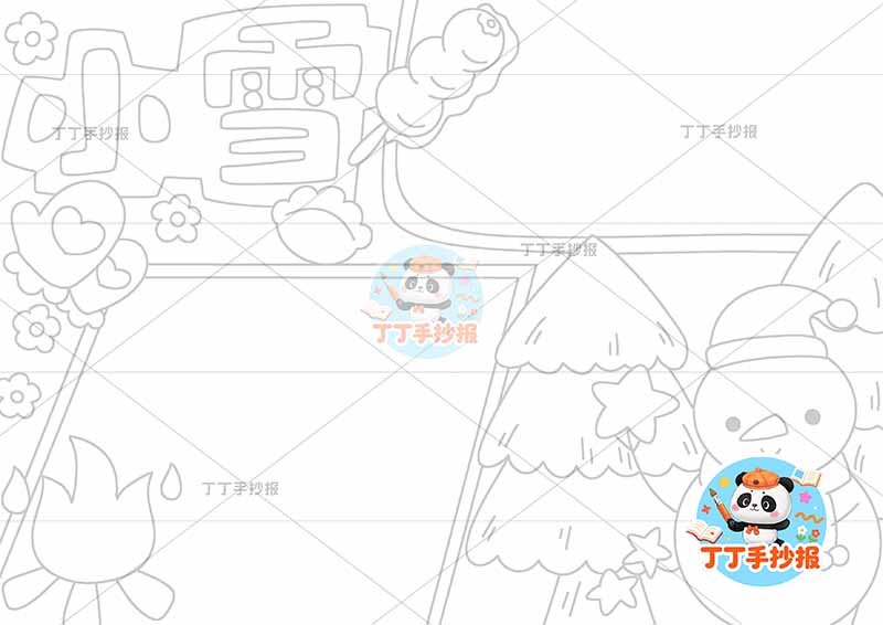 小雪手抄报二十四节气右侧雪人树