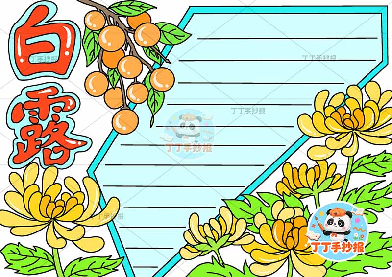 白露手抄报二十四节气底部菊花