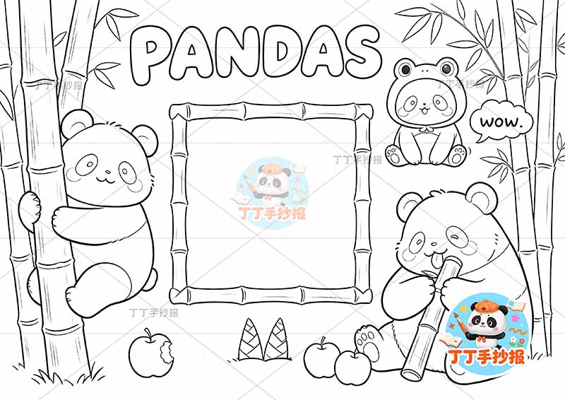 熊猫英语手抄报pandas可爱猫