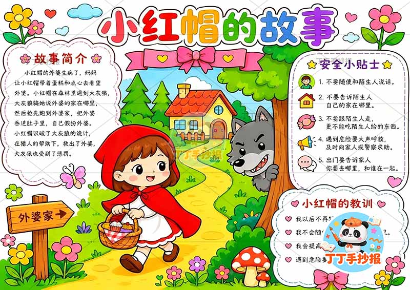 小红帽的故事手抄报中间人物2格林童话