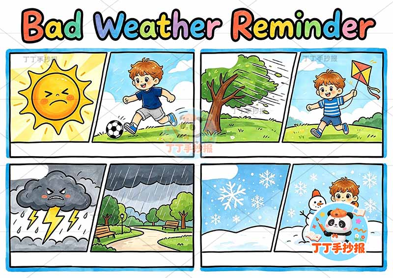 四年级上册英语手抄报天气bad weather reminde