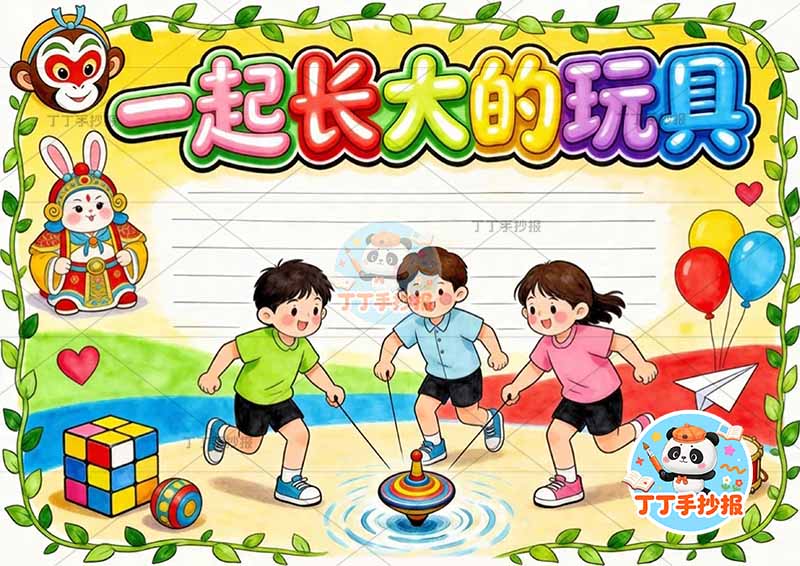 一起长大的玩具手抄报二年级下册必读书左上猴哥